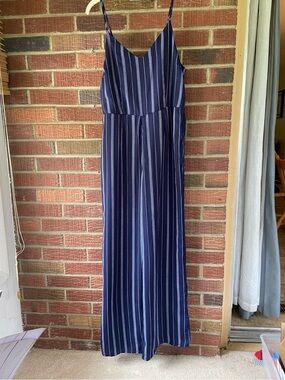 Japna Navy and White Striped Jumpsuit